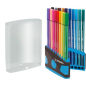 Étui Stabilo Premium Pen 68 avec 20 feutres - Pointe fibre - Largeur de trait env. 1 mm - Haute luminosité et couleurs vives
