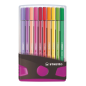 Étui Stabilo Premium Pen 68 avec 20 feutres - Pointe fibre - Largeur de trait env. 1 mm - Haute luminosité et couleurs vives