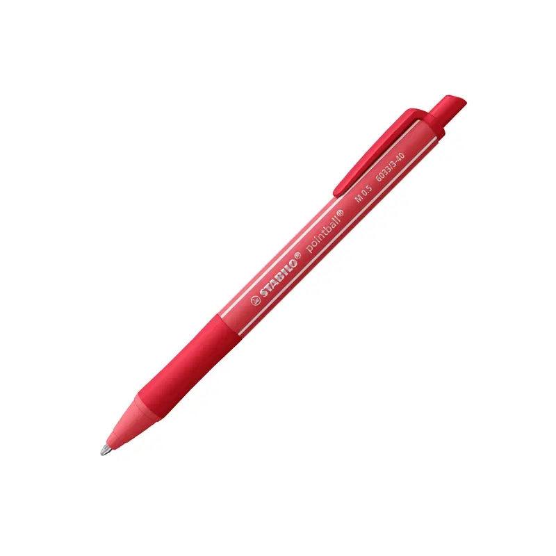 LOT de 10 Stylo bille rétractable coloré Stabilo Pointball - Trait de 0,5 mm - Fabriqué à 87 % en bioplastique - Poignée