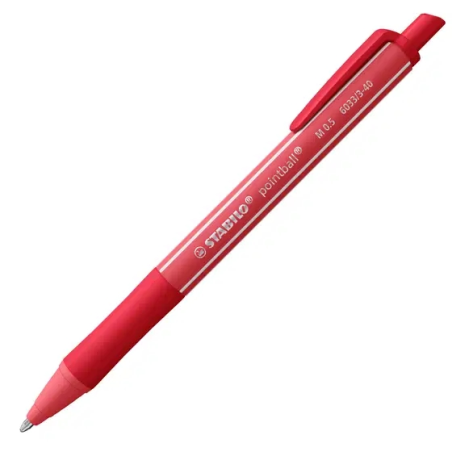 LOT de 10 Stylo bille rétractable coloré Stabilo Pointball - Trait de 0,5 mm - Fabriqué à 87 % en bioplastique - Poignée