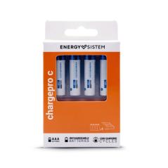 Pack de 4 piles rechargeables USB-C Energy Sistem Charge Pro C - 1100 mWh - 740 mAh - AAA - 1,5 V - Chargement via USB-C