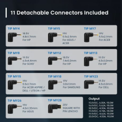 Chargeur universel pour ordinateur portable Ewent 90 W - 11 prises interchangeables - Automatique - Gestion intelligente de