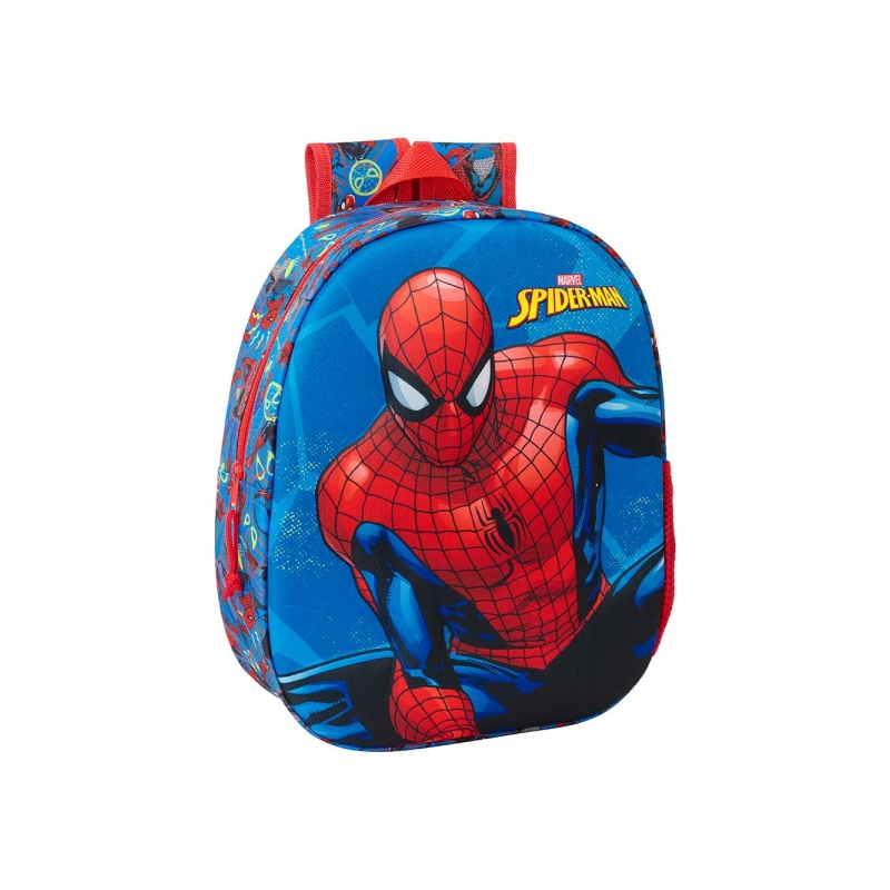 Sac à dos 3D Safta Spider-Man 8,64 L - Porte-bouteille - Porte-carte d'identité - Bretelles rembourrées - 27 x 33 x 10 cm