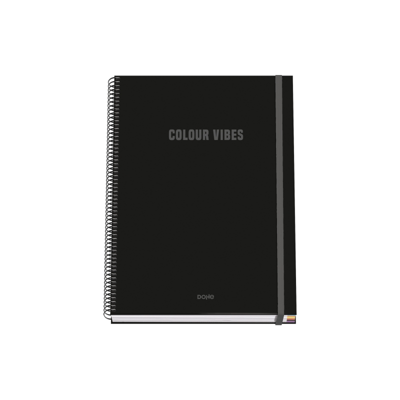 Cahier à spirale Dohe Colour Vives A4 100 feuilles microperforées quadrillage 5 mm - Couverture rigide cartonnée lignée