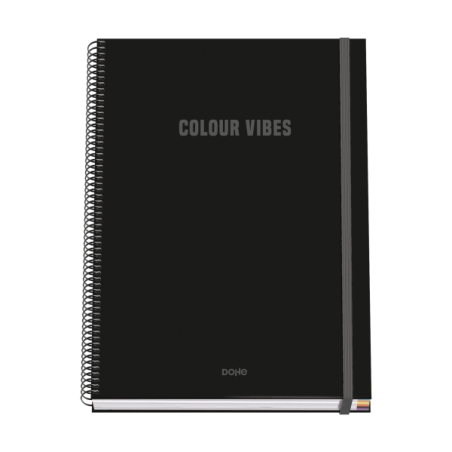Cahier à spirale Dohe Colour Vives A4 100 feuilles microperforées quadrillage 5 mm - Couverture rigide cartonnée lignée