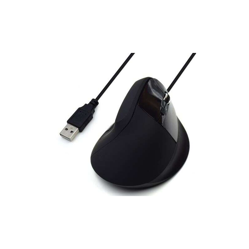 Souris USB verticale ergonomique Ewent 1800 dpi - 5 boutons - Pour droitiers - Câble de 1,23 m - Noir
