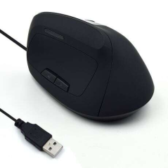 Souris USB verticale ergonomique Ewent 1800 dpi - 5 boutons - Pour droitiers - Câble de 1,23 m - Noir