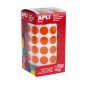 Apli Rouleau de Gomets Ronds Ø 15mm - Adhésif Permanent - 2 832 Gomets - Adhésif à Base d'Eau - Sans Solvant - Couleur Orange