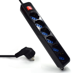 Multiprise Ewent - 6 prises - Version Schuko - 16 A avec interrupteur marche/arrêt - Protection contre les surcharges - Câble