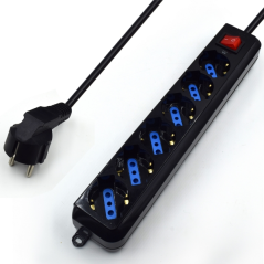 Multiprise Ewent - 6 prises - Version Schuko - 16 A avec interrupteur marche/arrêt - Protection contre les surcharges - Câble