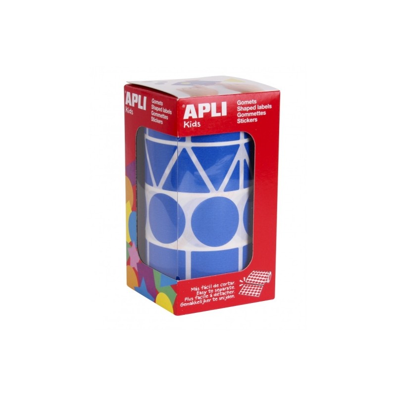 Apli Rouleau de Gomets de Formes Assorties - Adhésif Permanent - 1 357 Gomets - Idéal pour les Maternelles - Développe la