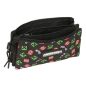 Trousse Safta Minecraft - 3 compartiments zippés - Poche intérieure - 0,6 L - 220 x 30 x 120 mm - Noire