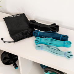 Cecotec DrumFit Power Band, lot de 4 bandes élastiques de 15 à 60 kg, sac de transport, latex, couleurs assorties