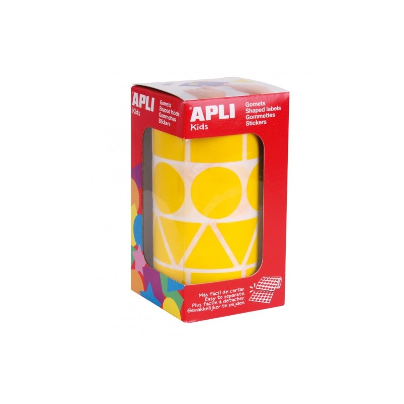 Apli Rouleau de Gomets de Formes Assorties - Adhésif Permanent - 1 357 Gomets - Favorise la Psychomotricité et la Créativité