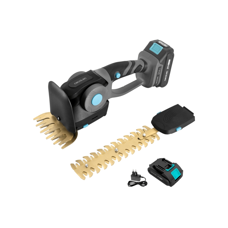 Taille-haie sans fil 2 en 1 Cecotec TitaniumSword 2120 Hand XL - Lame de 22 cm - Commande rotative - Batterie 21 V 2000 mAh