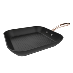 Poêle carrée Cecotec Polka Fantasy Grill Golden 28 cm - Aluminium forgé - Poignée rivetée - Revêtement antiadhésif - Compatible