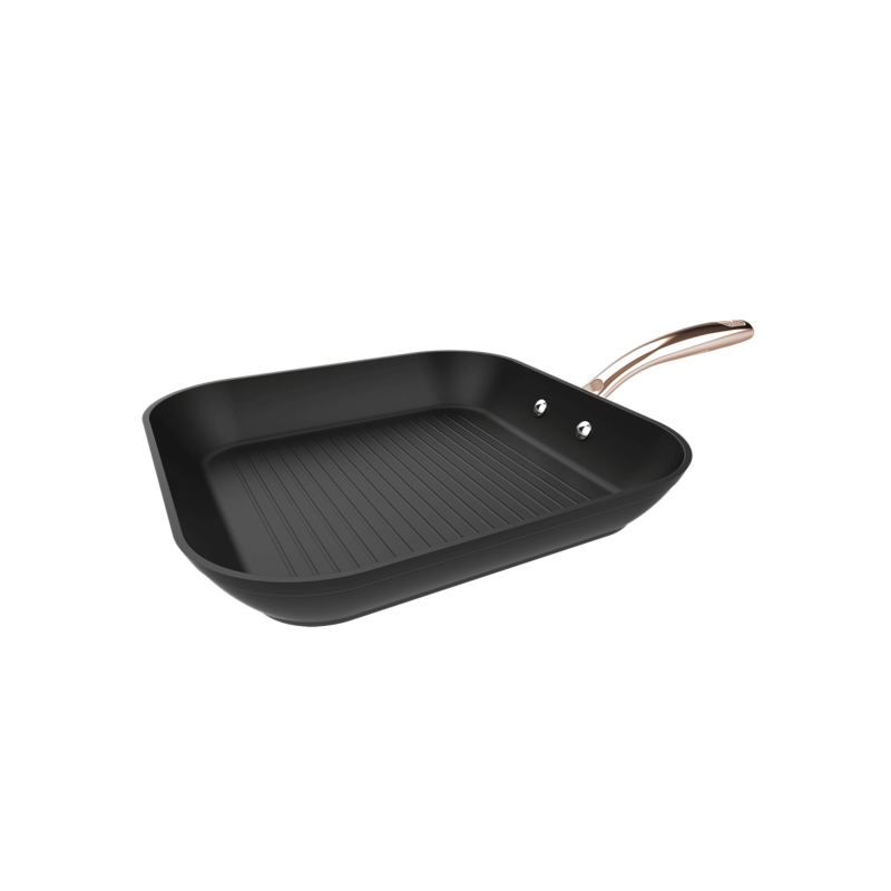 Poêle carrée Cecotec Polka Fantasy Grill Golden 28 cm - Aluminium forgé - Poignée rivetée - Revêtement antiadhésif - Compatible