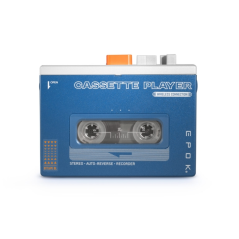Lecteur cassette Bluetooth Bigben Epok - Haut-parleur intégré - Entrée casque - Casque inclus - Batterie 1200 mAh - Bleu