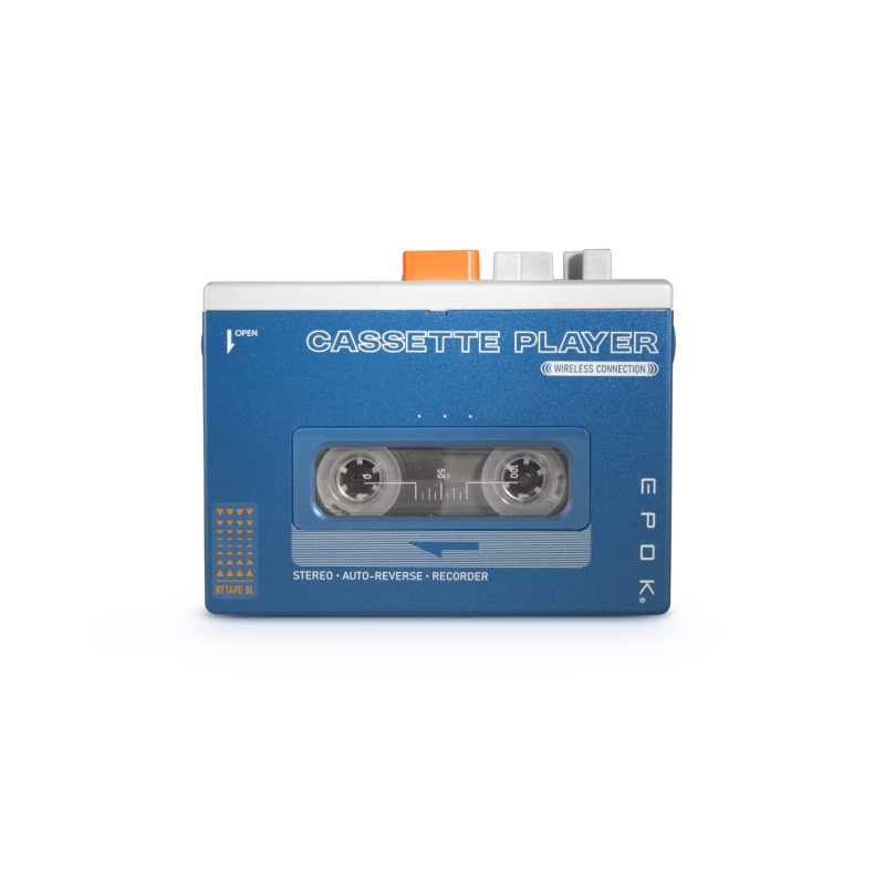 Lecteur cassette Bluetooth Bigben Epok - Haut-parleur intégré - Entrée casque - Casque inclus - Batterie 1200 mAh - Bleu