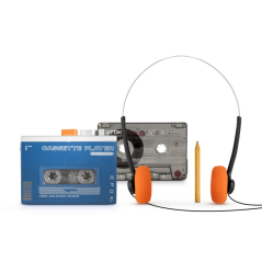 Lecteur cassette Bluetooth Bigben Epok - Haut-parleur intégré - Entrée casque - Casque inclus - Batterie 1200 mAh - Bleu