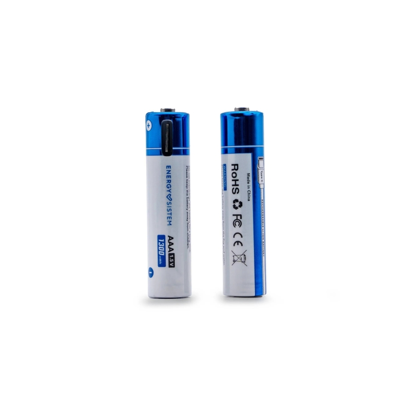 Pack de 2 batteries rechargeables USB-C Energy Sistem Charge Pro C - 1100 mWh - 740 mAh - AAA - 1,5 V - Chargement via USB-C