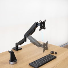 Support de bureau à bras articulé Tooq pour écrans 13"-32" - Pivotant et inclinable - Gestion des câbles - Poids max. 9 kg