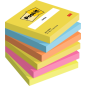 Lot de 6 blocs de 100 notes autocollantes repositionnables Post-It - Forme carrée - 76 x 76 mm - Couleurs assorties