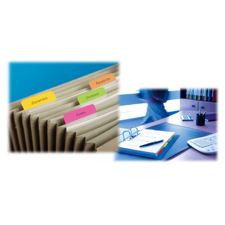 Distributeur d'index Post-It avec 66 marqueurs repositionnables - Forme rectangulaire - Couleurs assorties