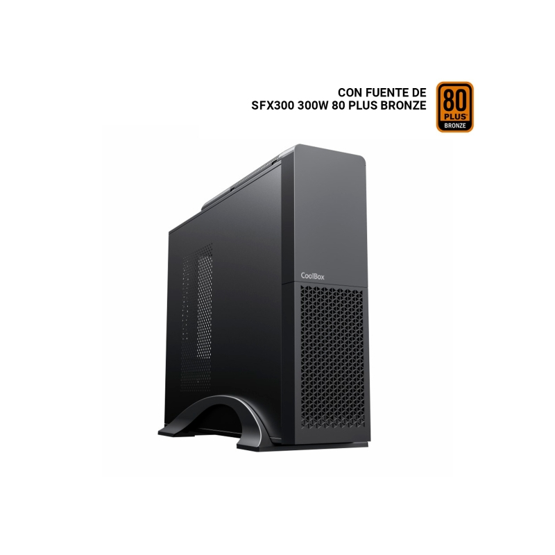 Boîtier tour CoolBox T313-BZ Slim Micro ATX, Mini ITX - Disque dur 2,5" et 3,5" - USB 3.0, USB-C - Alimentation 300 W - Noir