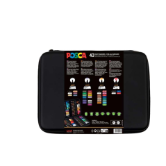 Coffret Posca Premium de 40 marqueurs peinture - Couleurs et traits assortis - Pointe polyester - Encre pigmentée à base d'eau