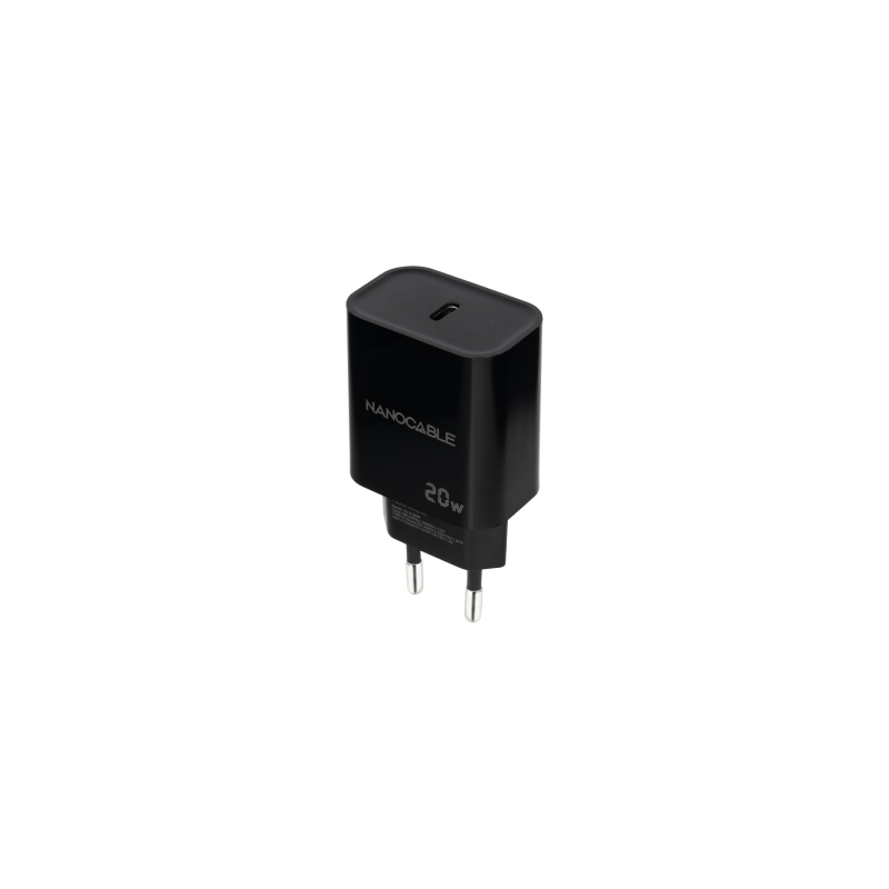 Chargeur Mural USB-C/PD Nanocable 20W - Noir