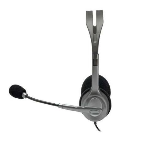 Logitech H111 Casque Stéréo avec Microphone - Microphone Rotatif - Arceau Ajustable - Jack 3,5 mm - Câble 1,80 m - Couleur Gris