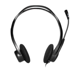 Casque Logitech 960 avec Microphone USB - Microphone Pliable et Flexible - Commandes Filaires - Câble 2,40m - Coloris Noir