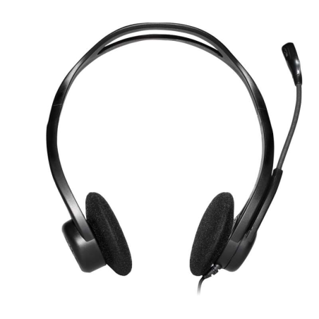 Casque Logitech 960 avec Microphone USB - Microphone Pliable et Flexible - Commandes Filaires - Câble 2,40m - Coloris Noir