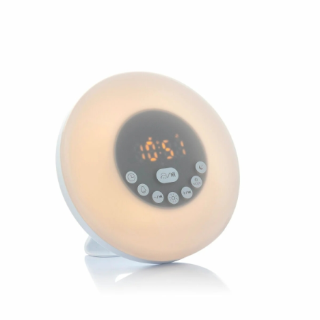Réveil sans fil Innovagoods Sunrilk avec haut-parleur - Bluetooth - Radio FM - Batterie 1200 mAh - Câble de 100 cm - Écran LCD