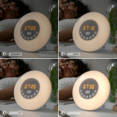 Réveil sans fil Innovagoods Sunrilk avec haut-parleur - Bluetooth - Radio FM - Batterie 1200 mAh - Câble de 100 cm - Écran LCD