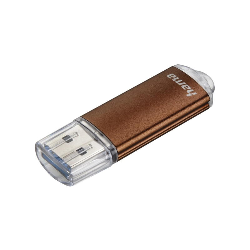 Clé USB 3.0 Hama Laeta avec capuchon - Capacité 64 Go - Vitesse de transfert 70 Mo/s - Boîtier en métal - Marron