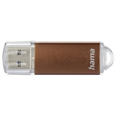 Clé USB 3.0 Hama Laeta avec capuchon - Capacité 64 Go - Vitesse de transfert 70 Mo/s - Boîtier en métal - Marron