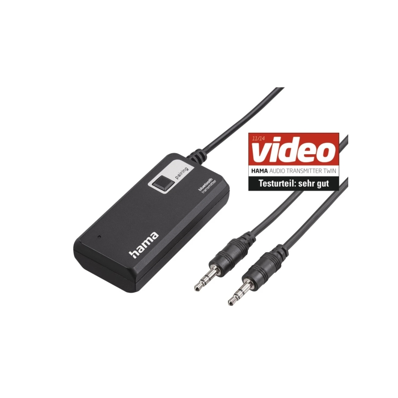 Adaptateur audio Bluetooth double Hama - Prise jack femelle 3,5 mm - Portée de 10 m - Noir