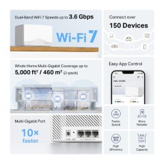 Système Wi-Fi Mesh Mercusys Halo H25BE (lot de 2) - Portée jusqu'à 460 m² - Débit jusqu'à 3 600 Mbit/s - Blanc