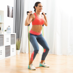 Ensemble de 5 bandes de résistance Innovagoods Rebainer avec accessoires - Résistance ajustable - Guide d'exercices - Portable