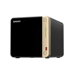 NAS tour QNAP TS-464-8G avec processeur Intel Celeron N5095, 8 Go de mémoire, 4 baies (2,5", 3,5", M.2), USB, HDMI et