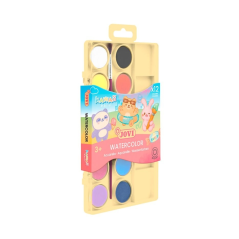 Jovi Kawaii - Coffret de 12 godets d'aquarelle 22 mm + pinceau - Mélange facile - Couleurs Kawaii assorties