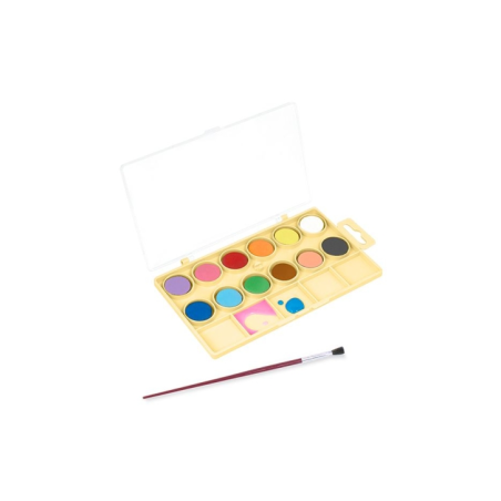 Jovi Kawaii - Coffret de 12 godets d'aquarelle 22 mm + pinceau - Mélange facile - Couleurs Kawaii assorties
