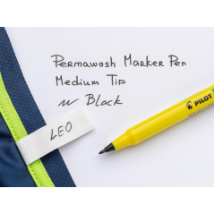 LOT de 12 Marqueur textile permanent Pilot Permawash - Pointe 2 mm - Noir