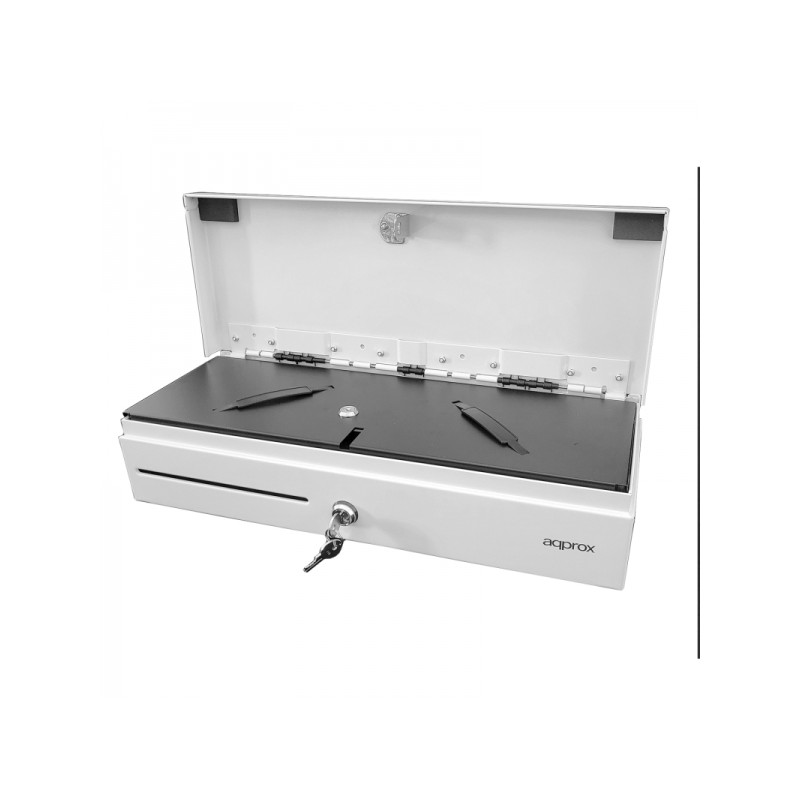 Tiroir-caisse Électrique Compact Env - 14 Compartiments - Ouverture Manuelle et Automatique - Connexion RJ11 - Coloris Blanc