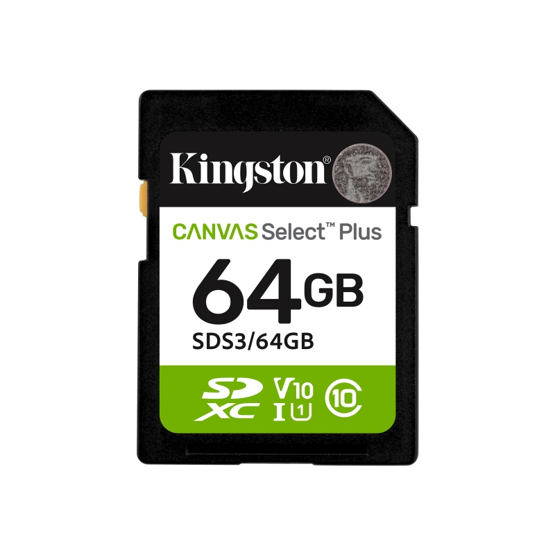 Carte SDXC Kingston 64 Go UHS-I Classe 10 100 Mo/s Canvas Select Plus
