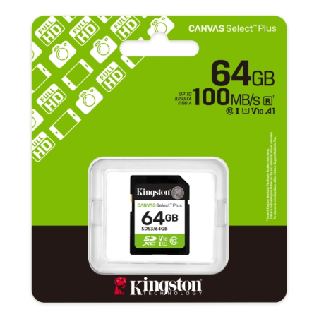 Carte SDXC Kingston 64 Go UHS-I Classe 10 100 Mo/s Canvas Select Plus