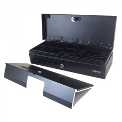 Tiroir-caisse électrique compact APPROX - 14 compartiments - Ouverture manuelle et automatique - Connexion RJ11 - Couleur Noir