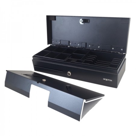 Tiroir-caisse électrique compact APPROX - 14 compartiments - Ouverture manuelle et automatique - Connexion RJ11 - Couleur Noir